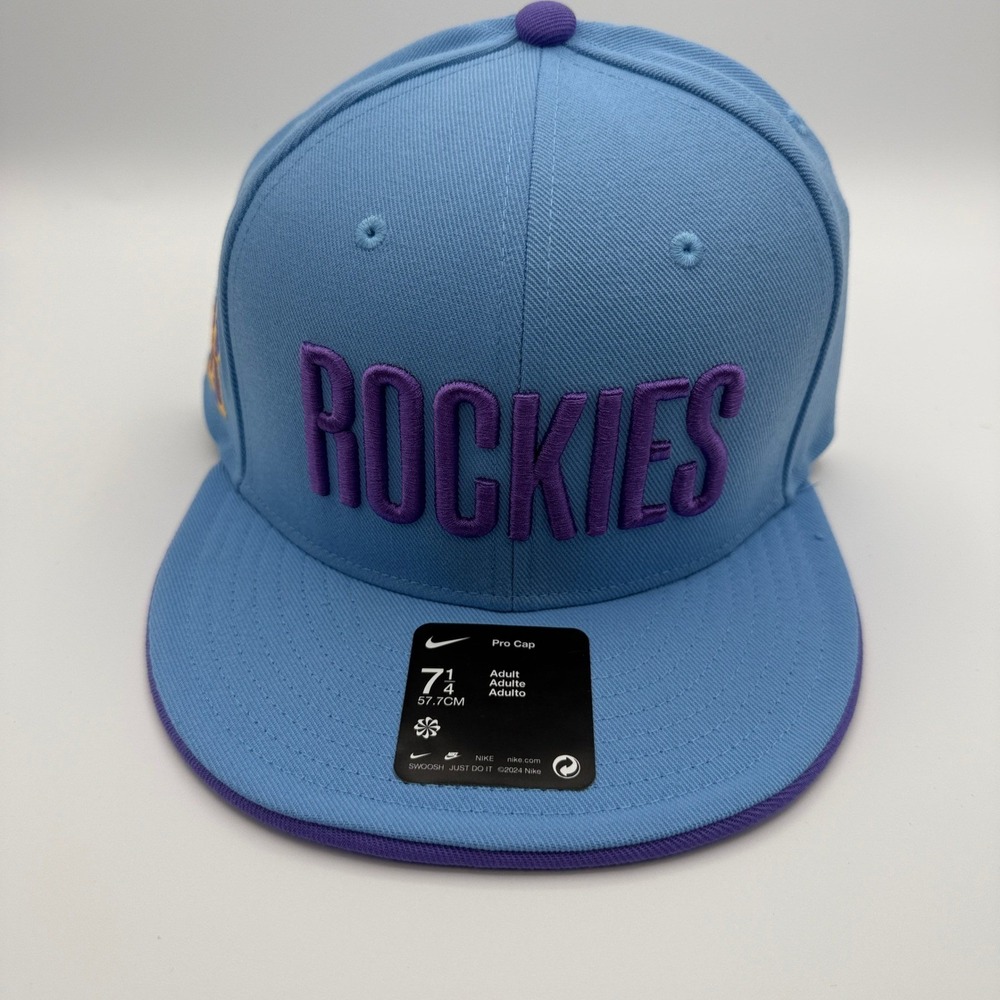Nike Colorado Rockies Pro Cap Hat Mens 7 1/4 Blue Purple Baseball - Picture 1 of 5